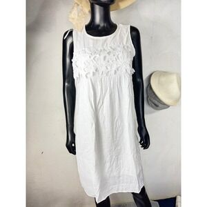 Ny collections white Sleeveless Dress with Floral Lace Detail Summer s